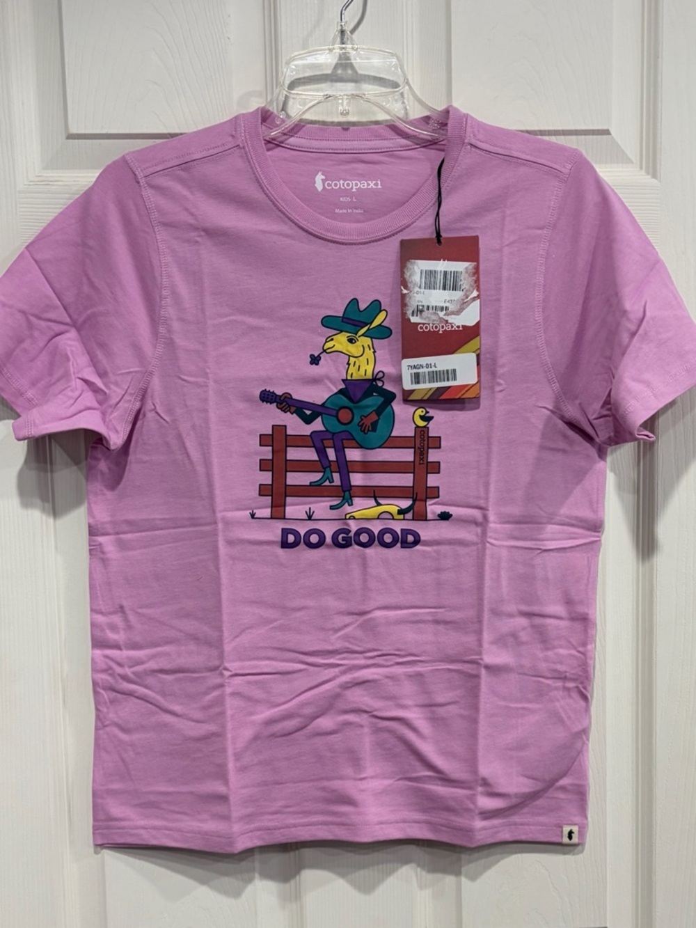 Cotopaxi Big Girls Lone Large Llama T-Shirt Pink Purple NWT Organic Cotton Blend